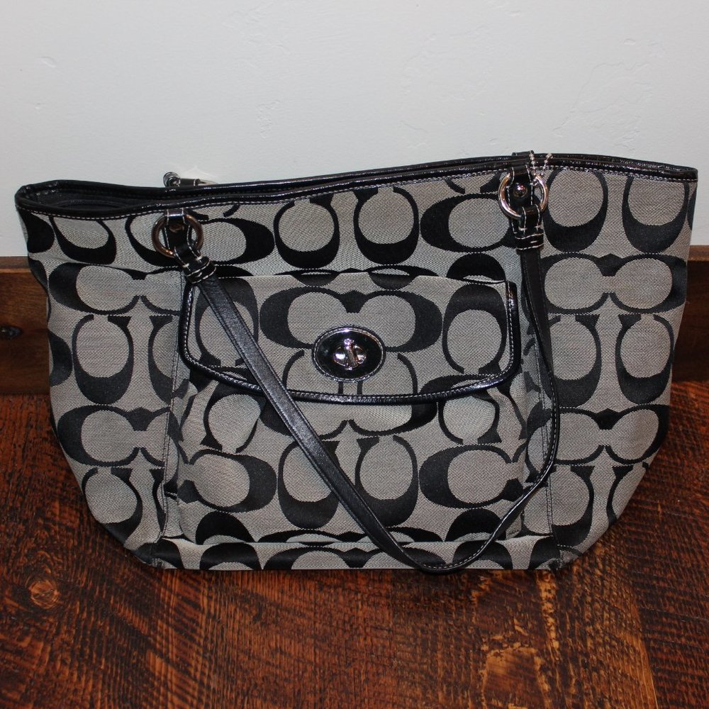 Black and Tan Coach Tote